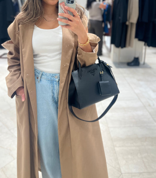 Off-shoulder trench coat