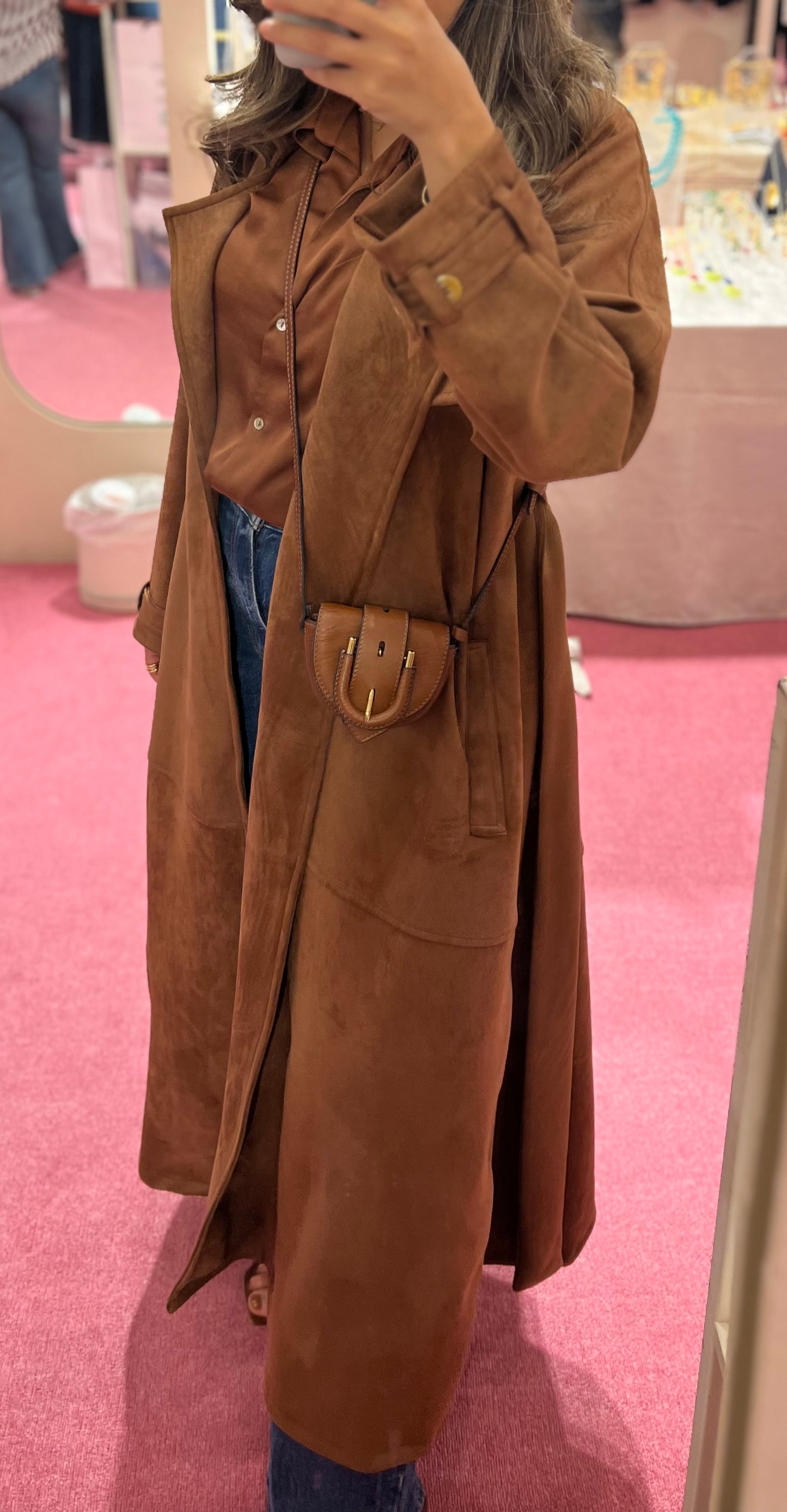 Chocolate suede trench