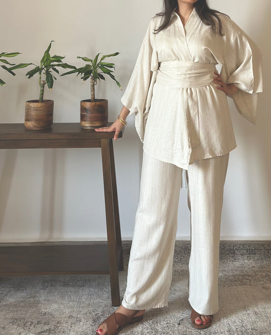 Linen Kimono Set طقم لينن كيمونو